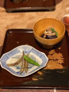 湖畔遊の夕食のきびなご